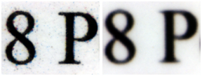 Digital print (left) compared to traditional photographi print (right).